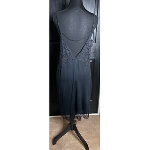 HANRO Black Slip Dress/Nightgown Size S With Lace Trim On Neck Line And Hem